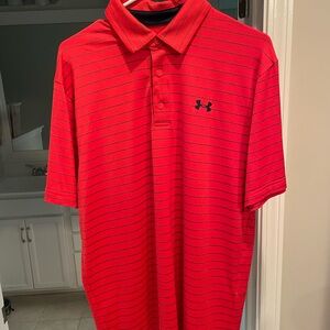 Under Armour Men's Striped Red Polo Shirt